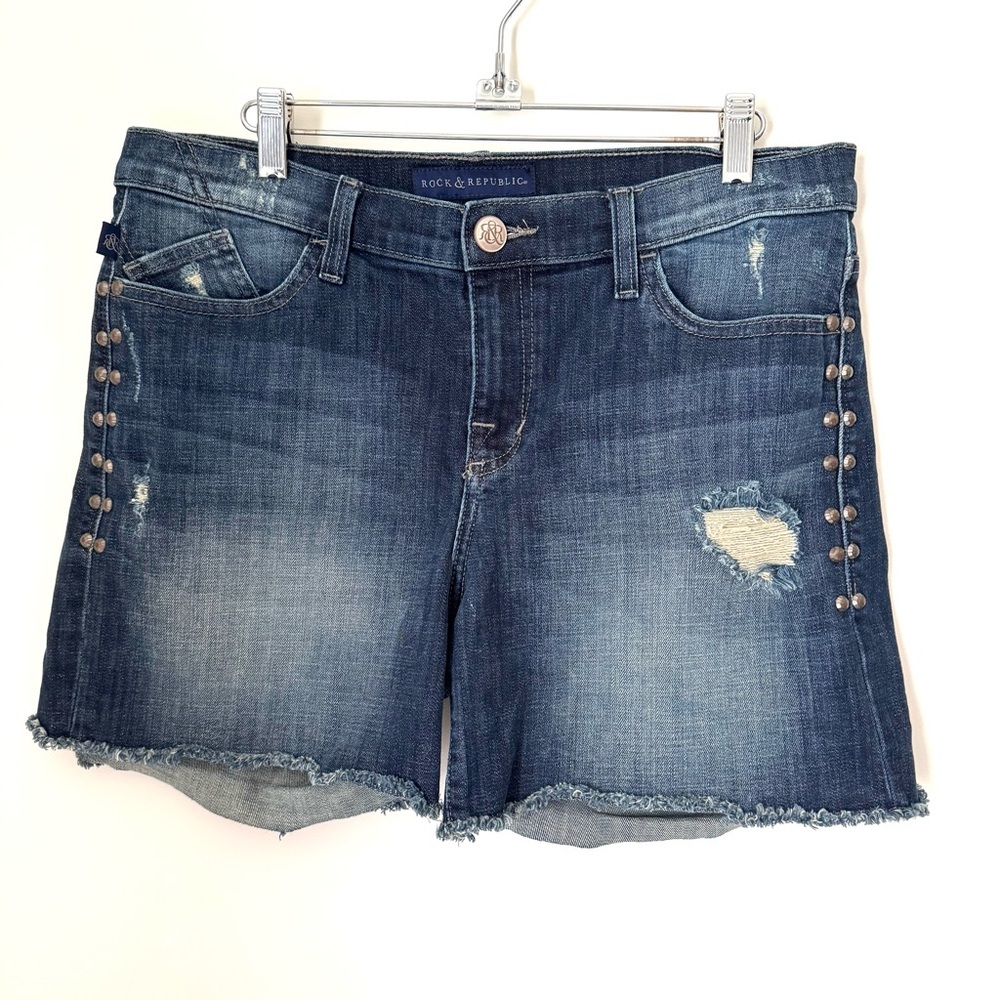 Rock & Republic Bumpershoot Denim Studded Shorts